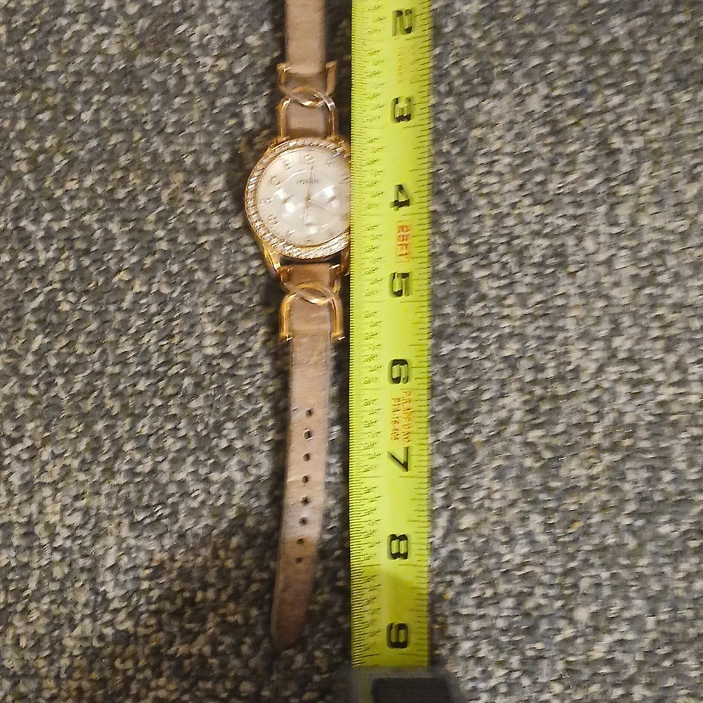 Fossil ES 3466 Rise gold rinestone chronograph women's watch tan leather…